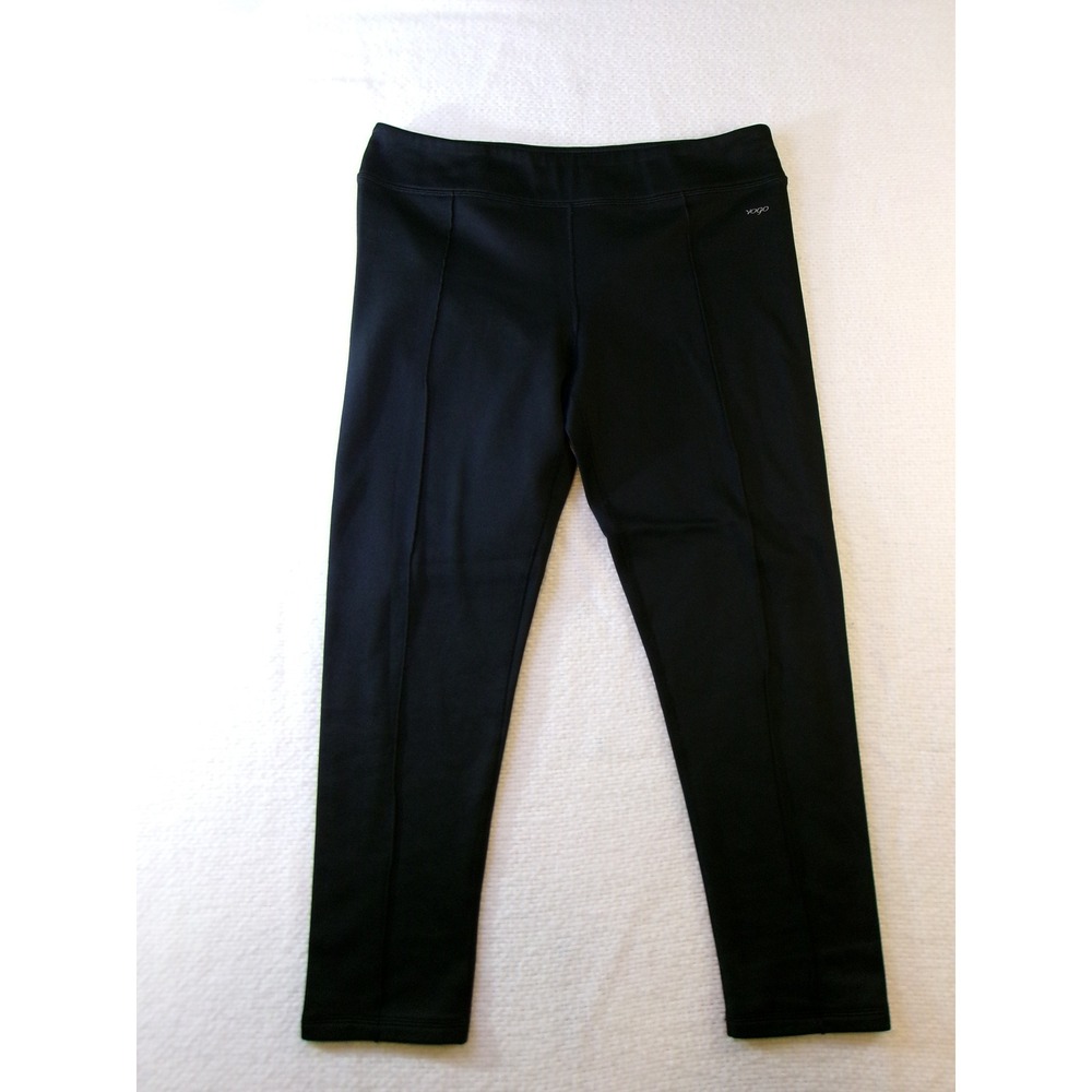 Vogo Athletica Womens XL Black Fleece Lined Leggings Seamed Front Activewear